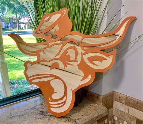 Texas Longhorns Bevo Logo Wall Art Sign College Football Ut Etsy