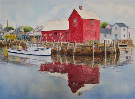 Rockport Harbor Watercolor Original New England Painting 15x21 Etsy