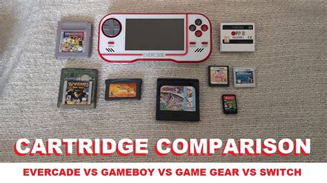 Evercade Handheld Game Cartridge Comparison Vs Gameboy Vs Gameboy Advance Vs Game Gear Vs Switch