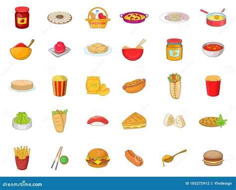 Food Icon Set Cartoon Style Stock Vector Illustration Of Apple Icon 105272912