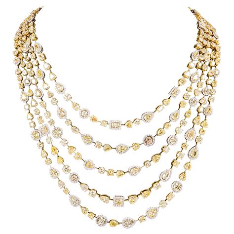 Incredible Multi Shape Yellow And White Diamond Gold Necklace For Sale At 1stdibs Neklesh Pic