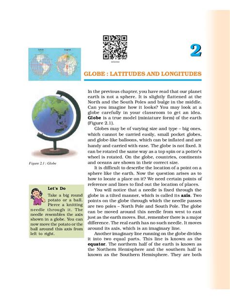 Ncert Book Class 6 Social Science Geography Chapter 2 Globe Latitudes And Longitudes