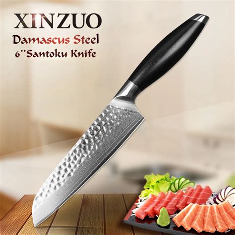 XINZUO 6 Inch Santoku Knife 67 Layers VG10 Handmade Damascus Stainless