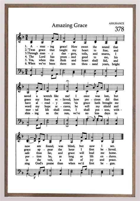 Amazing Grace Sheet Music 12x18 Inches Black Hymn Sheet Music