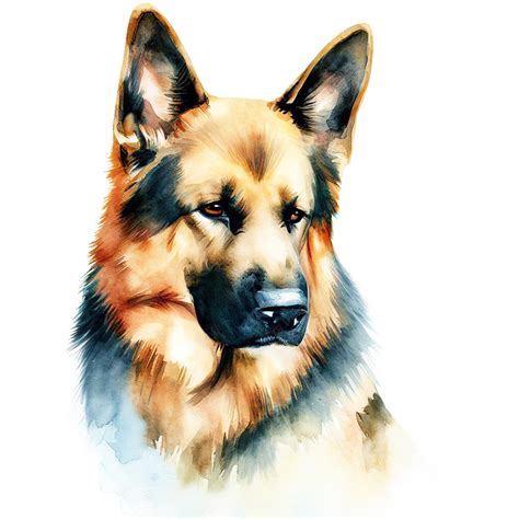 Premium Photo | A watercolor painting of a german shepherd.