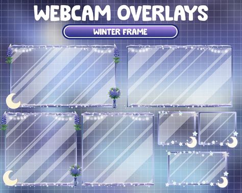 7x Christmas Animated Webcam Border Blue Purple Winter Stream