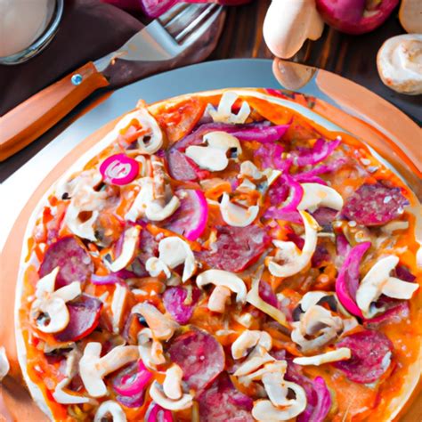 Pizza Mit Salami Champignons Und Zwiebeln Rezept