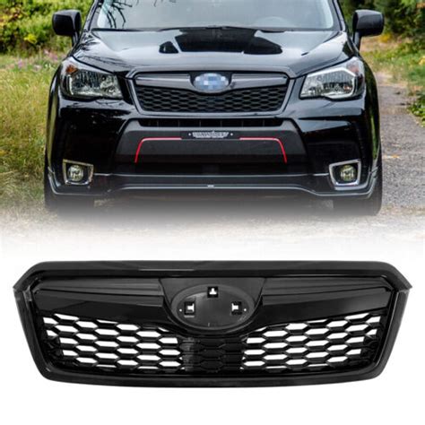 For 2014 2018 Subaru Forester Gloss Black Upper Grille Honeycomb Grill