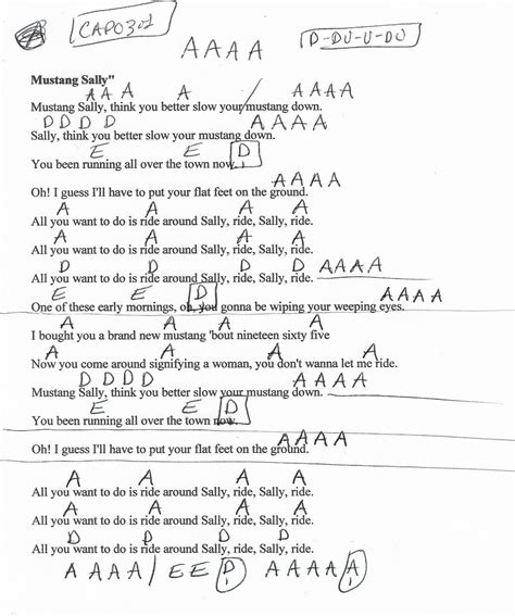 Mustang Sally Guitar Chords