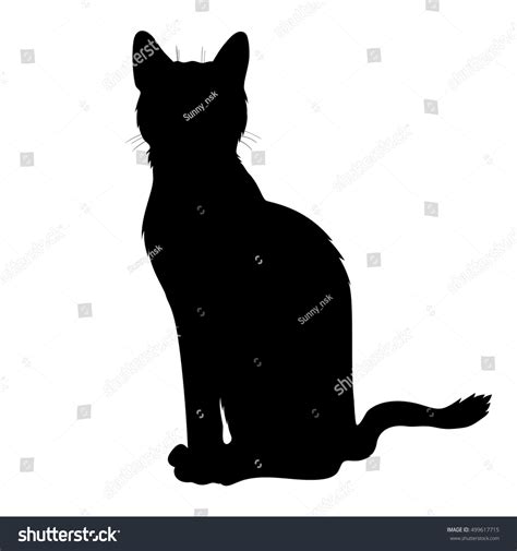 Vector Black Sit Cat Silhouette Stock Vector 499617715 Shutterstock