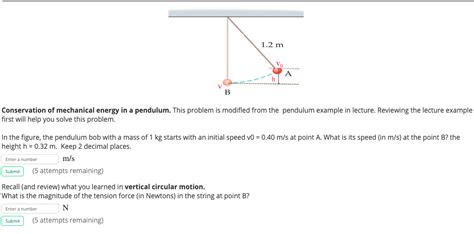 Solved In The Figure The Pendulum Bob With A Mass Of 1 Kg Chegg