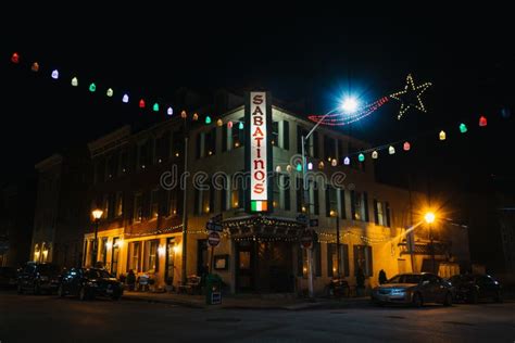 Sabatino S at Night, in Little Italy, Baltimore, Maryland Editorial ...