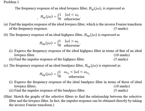 Solved Problem The Frequency Response Of An Ideal Lowpass Chegg