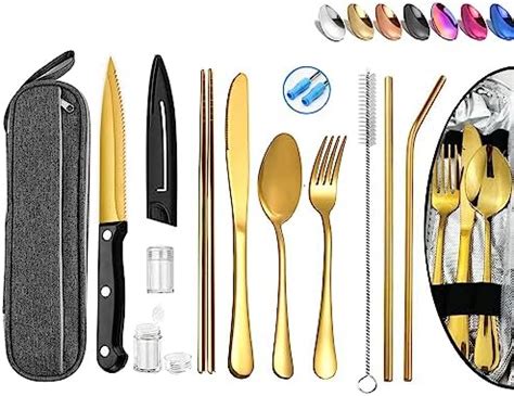 Amazon Portable Reusable Travel Utensils Silverware With Case