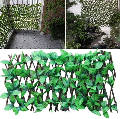 Honeybeely Expanding Trellis Fence With Artificial Green Leaves Retractable Artificial Plant