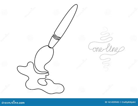 Continuous One Line Art Drawing Paint Brush Stock Vector Illustration