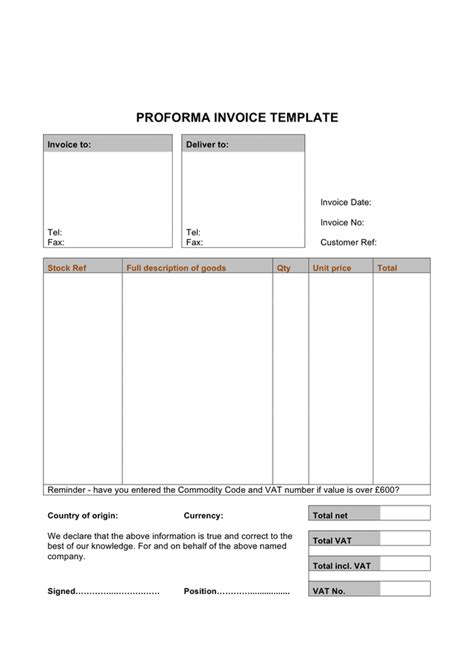 Pro Forma Invoice Template Uk In Word And Pdf Formats