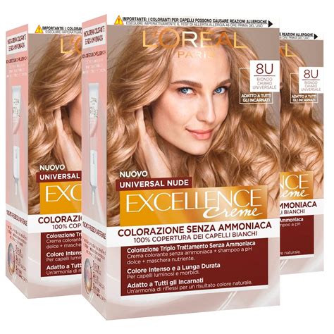 L Or Al Paris Excellence Cr Me 3x Light Blonde 8U Universal Nude Permanent Hair Colour With