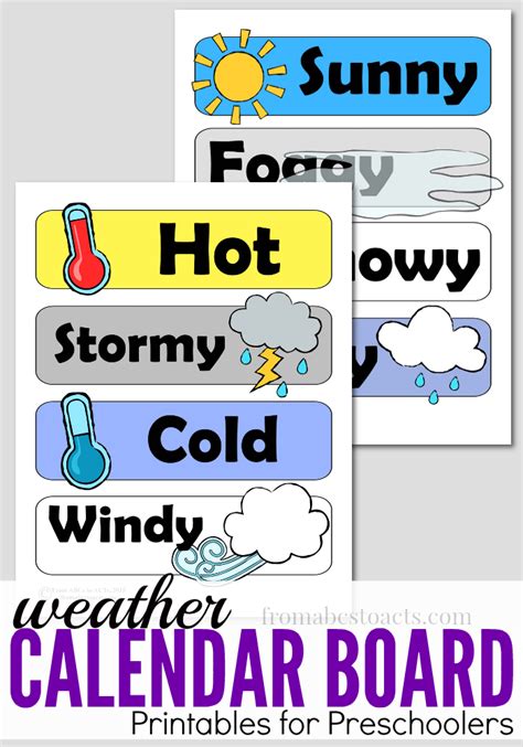 Preschool Calendar Board Weather Printables - From ABCs to ACTs