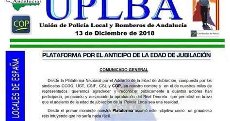 UPLBA ALGECIRAS Plataforma por el Anticipo de la Edad de Jubilación