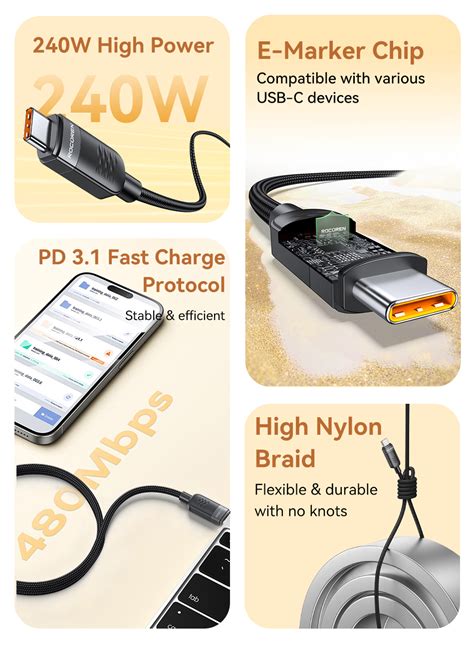 Rocoren Usb C To Usb C Cable W Pd Fast Charging Cord Type C V