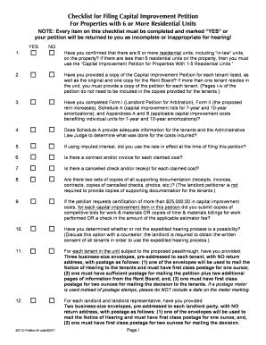 Fillable Online Checklist For Filing Capital Improvement Petition For