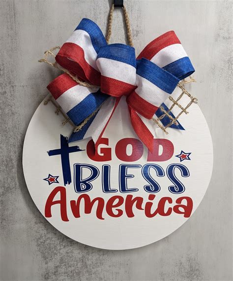 God Bless America Door Hanger Patriotic Door Hanger 4th Of July Door