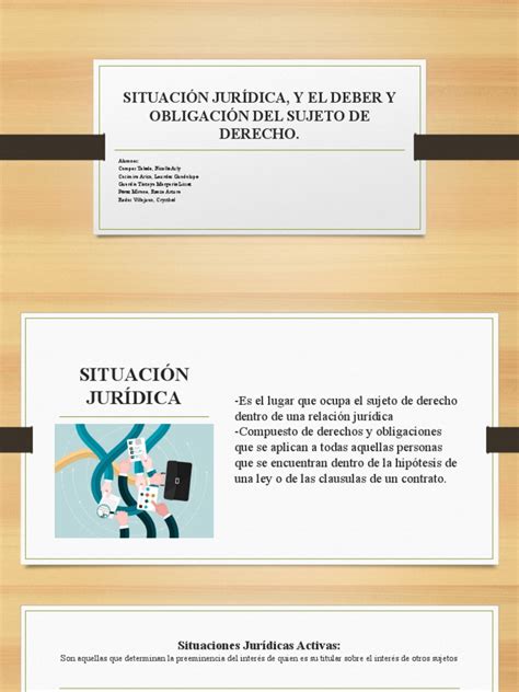 Situación Jurídica Y El Deber Y Obligación Ppt Final Pdf