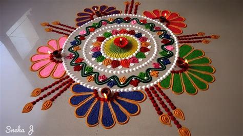 Beautiful Free Hand Rangoli Design Youtube