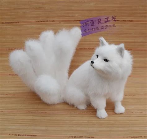 New Creative Simulation White Nine Tailed Fox Toy Lovely Big Fox Doll