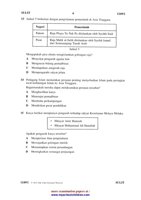 Skema Jawapan Sejarah Kertas 1 Spm 2018 Soalan Peperiksaan Awal Tahun