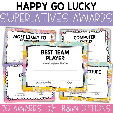 Superlative Awards For End Of The Year Award Certificates For