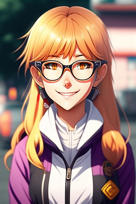 Lexica 1girl Blonde Round Glasses Forehead Anime Style Evangelion Smile