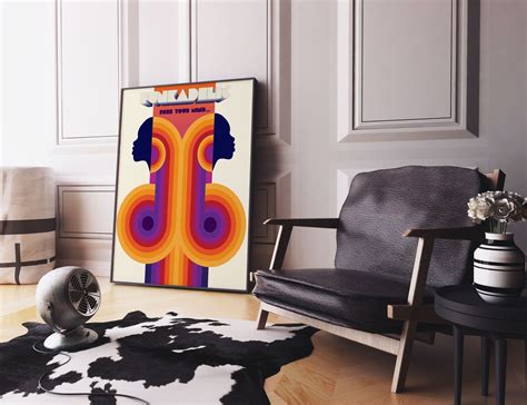 Free Your Mind Your Ass Will Follow Funky Retro Art Poster Etsy