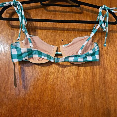J Crew Swim Jcrew Tieshoulder Underwire Bikini Top In Gingham