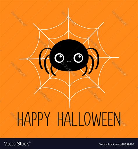 Happy halloween black spider sitting on the web Vector Image