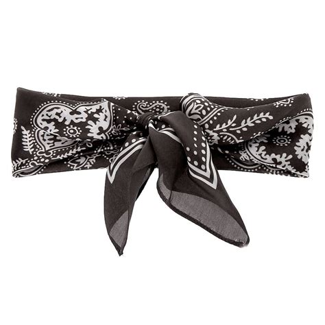 Paisley Satin Bandana Headwrap Charcoal Claires Us