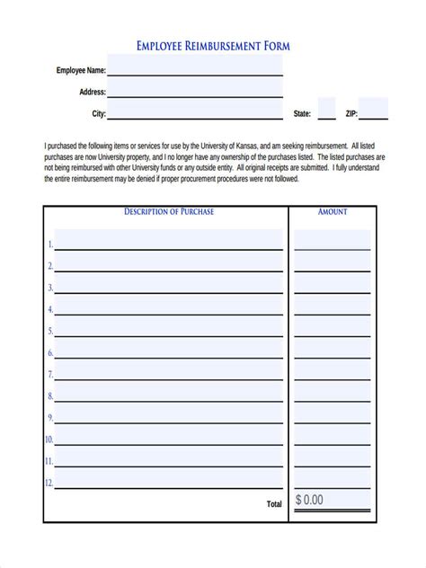 Free Sample Request For Reimbursement Forms In Ms Word Pdf Excel