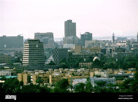 Pakistan Sind Karachi business district elevated view of skyline Stock ...