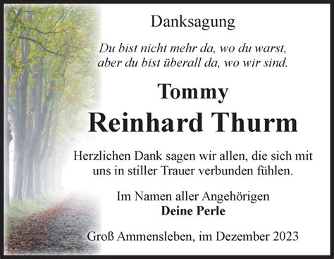 Traueranzeigen Von Reinhard Thurm Abschied Nehmen De