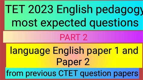 Tet English Pedagogy Part Most Expected Questions Youtube