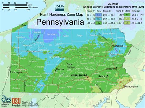 Pennsylvania Plant Hardiness Zone Map - MapSof.net