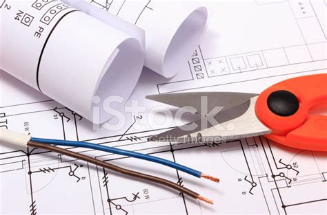 Accessories For Engineer Jobs And Rolls Of Diagrams On Drawing Stock Photo | Royalty-Free ...