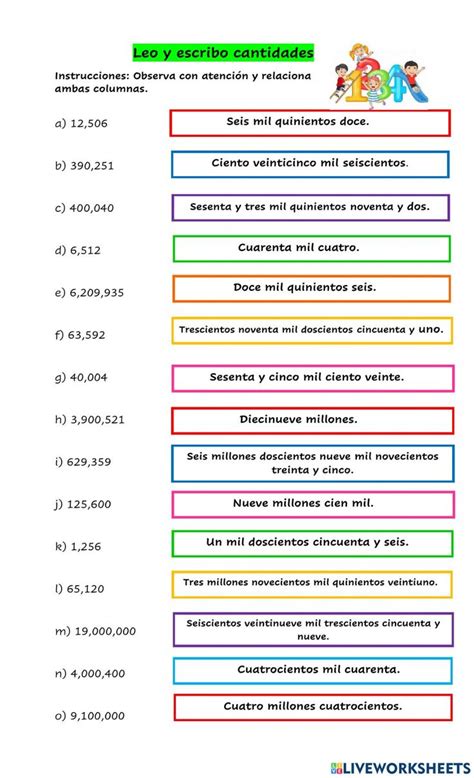 Leo Y Escribo Cantidades Interactive Worksheet Ejercicios