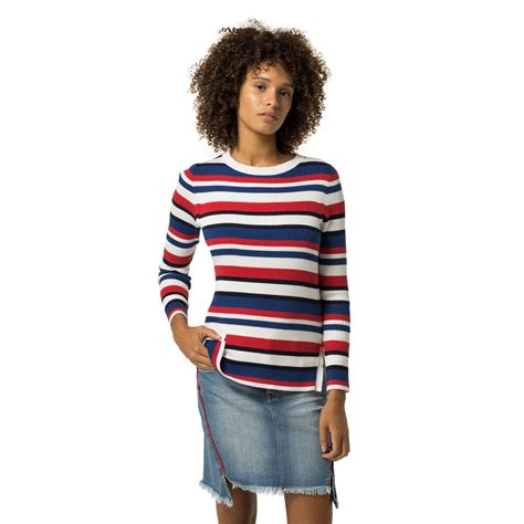 Tommy Hilfiger Classic Stripe Sweater Snow White Multi Modesens