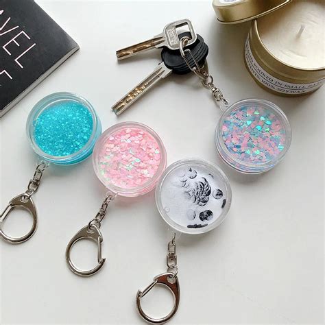 Buy Glitter Shiny Liquid Keychain Cute Flowing Quicksand Key Chain Female Bag Pendant Keyring