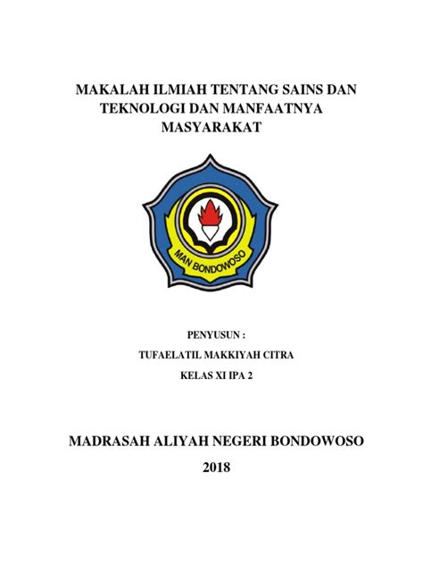 Makalah Ilmiah Tentang Sains Dan Teknologi Dan Manfaatnya Masyarakat Pdf