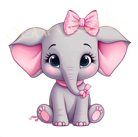 Cartoon Baby Elephant Pink