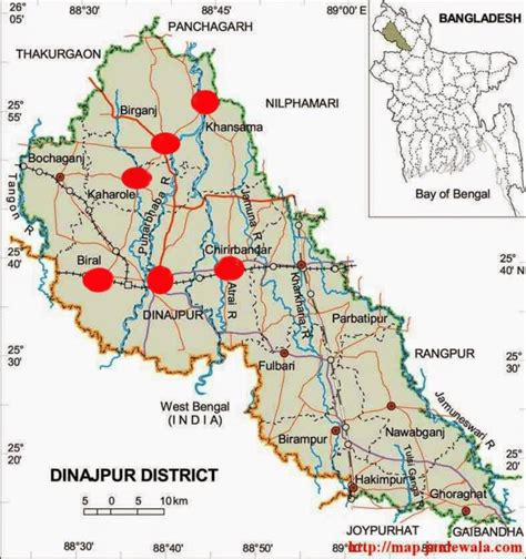 Map Of Dinajpur District Showing The Study Areas Download Scientific