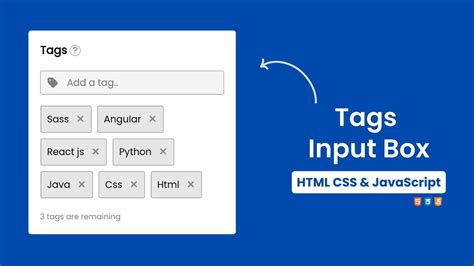 Tags Input Box Using HTML CSS Javascript Tags Input Box Using